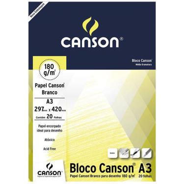 Imagem de Bloco desenho branco A3 180g com 20 folhas Canson