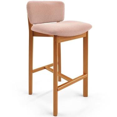 Imagem de Banqueta Alta Para Cozinha Sala De Jantar Bar Dara L02 Bouclê Rosê - L