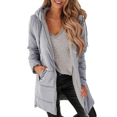 Imagem de Casaco feminino Auburet Warm Puffer Down Winter com capuz
