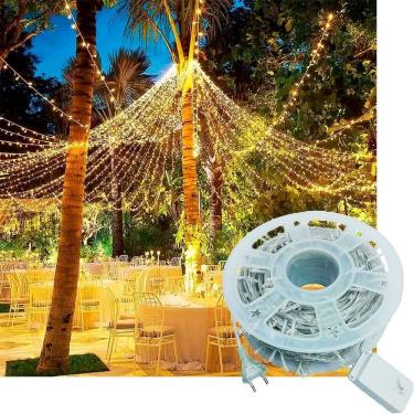 Imagem de Pisca Cordão Varal Natal 600 Lâmpadas Leds Amarelo 100m 220v
