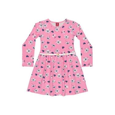 Imagem de Vestido manga longa Infantil em Cotton Bee Loop, Rosa, 6