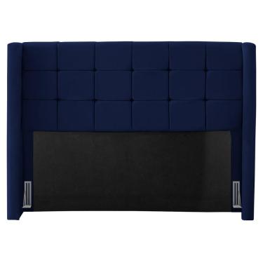 Imagem de Cabeceira Cama Box Casal Queen Size Gioconda 160cm Com Frame Veludo Azul Escuro - Desk Design