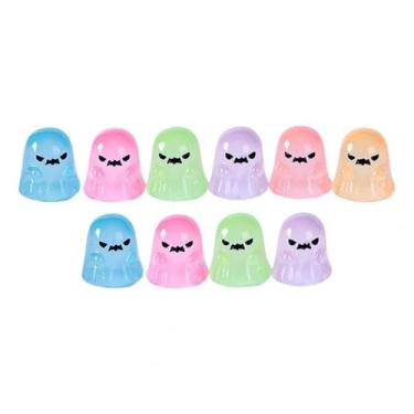 Imagem de KiBcsLic 10 peças de mini figuras luminosas de Halloween, estátuas em miniatura, decoração versátil para casa, ornamentos de paisagem para quarto, presente, Fantasma 2.5cmx2.7cm