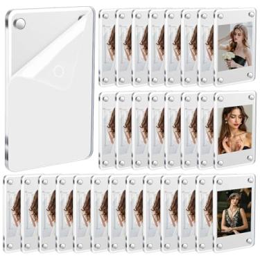 Imagem de AojSup 20 molduras magnéticas de acrílico para geladeira para fotos compatíveis com Polaroid Instax Mini Pictures Moldura magnética de geladeira transparente dupla face para presente de Natal, 6 x 9