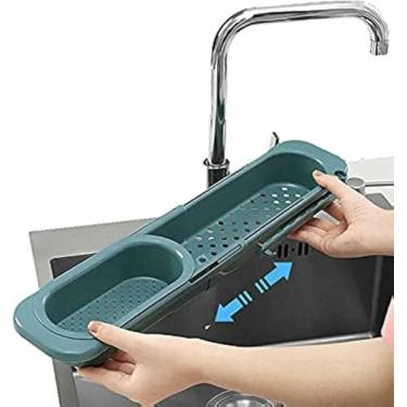 Imagem de Rack Telescópico De Cozinha Multifuncional, Organizador De Pia Telescópica Cesta Multiuso Estreita Adequada Para A Maioria Dos Tamanhos De Pia