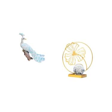 Imagem de Fenteer Escultura de Folha de Pavão, Estatueta de Ferro, Ornamento Decorativo de Jardim, Estátua, Presente Colecionável para Casa, Quintal, Estante, Escritóri