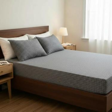 Imagem de Lençol Com Elástico Queen Karsten, 100% Algodão Egípcio, 300 Fios (Xadrez, Queen)