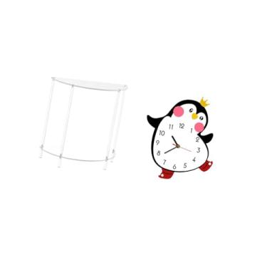 Imagem de Fenteer Mesa de Centro de Acrílico com Pinguim E Relógio de Madeira, Multifuncional, Linda Decoração para Casa, para Espaços Pequenos, Sala de Estar, Quarto,
