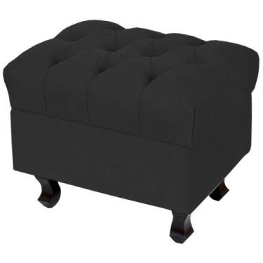 Imagem de Puff París Luis Xv L02 Capitone Suede Preto Pés Madeira - LYAM DECOR