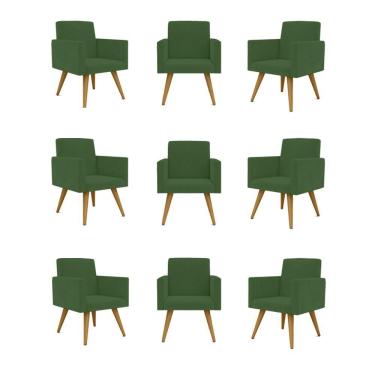 Imagem de Kit 09 Cadeiras Poltronas Decorativa - Escritório - Recepção Cor:verde