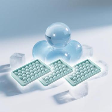 Imagem de Bandejas redondas para cubos de gelo, 3 unidades, 33 unidades de silicone para cubos de gelo com tampa removível resistente a derramamentos