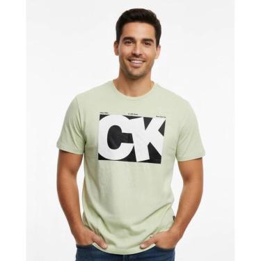 Imagem de Camiseta Calvin Klein Monogram Logo Center Box Graphic Verde - 4RC839G-250-Masculino