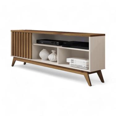 Imagem de Rack Malbec Wood Ripado Off White/freijo - Giga