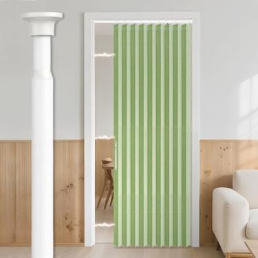 Imagem de Cortina magnética AJAZZ 100% blackout portas sanfonadas para armário, porta dobrável invisível para quarto sala de estar conjuntos de cortinas (1 pacote, 111 L x 198 C, verde + varão)
