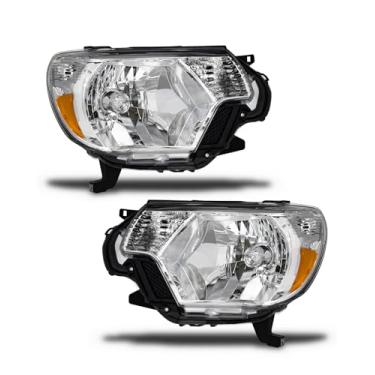 Imagem de Para Toyota Tacoma 2012 2013 2014 2015 Conjunto de faróis Tacoma 2012-2015 Tacoma Halogênio Cromado Carcaça Âmbar refletor lado do motorista e lado do passageiro (lâmpada não incluída)