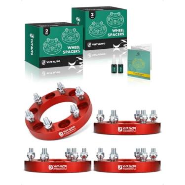 Imagem de YHTAUTO Espaçadores de roda 6 x 5,5 cm para Toyota Pickup Tacoma Tundra, Chevrolet, Ford, Kia, GMC, modelos Lexus, espaçadores de pneu forjados de 6 x 139,7 mm 25 mm com parafusos M12 x 1,5 furo do cubo de 108 mm, 4 peças, vermelho