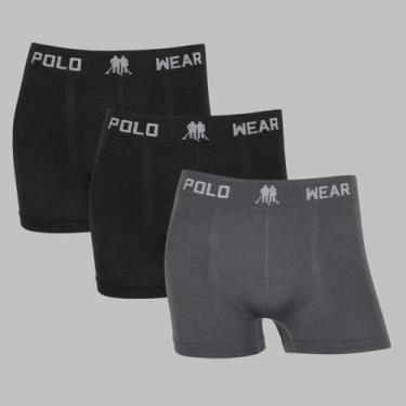 Imagem de Kit 3 Cueca Boxer Polo Wear Masculina Confortável Microfibra, 2 preto,