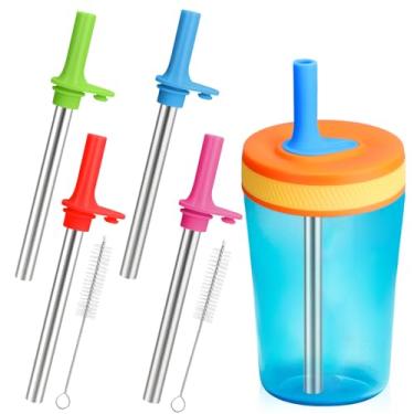 Imagem de Mity rain Substituição de canudo de metal para copo Zak 340 g 425 g - Bocal de silicone e canudo de aço inoxidável com escova de limpeza para copo Zak Sippy (Mix-B)