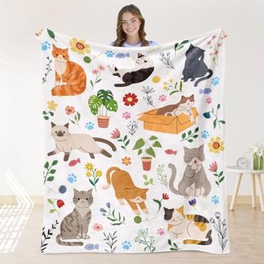 Imagem de Cobertor de gatos para meninas e mulheres, presentes de gatos fofos para meninas, cobertor adulto ultramacio para decoração de quarto de cama 152 x 203 cm