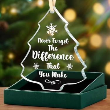 Imagem de Presentes de agradecimento para mulheres - Presente de agradecimento para professor, colega de trabalho, enfermeira, chefe, funcionário, amigo enfeite de vidro de Natal - nunca se esqueça da diferença