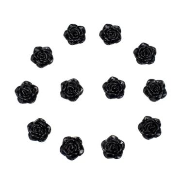 Imagem de Kit C/12 Miçangas em Resina Flor Rosa Negra 2 cm