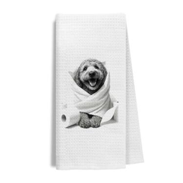 Imagem de Evcprz Toalhas de mão para banheiro, presentes para amantes de poodle, dona, mãe, toalhas de mão decorativas de poodles pretos e brancos engraçados para banheiro, 40 x 61 cm