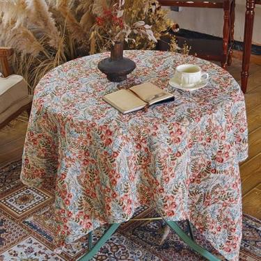 Imagem de Wuluwala Toalha de mesa pequena quadrada floral rústica casa de fazenda jacquard toalha de mesa pastoral francesa toalha de mesa lavável sem rugas para decoração de jantar festa piquenique vermelho