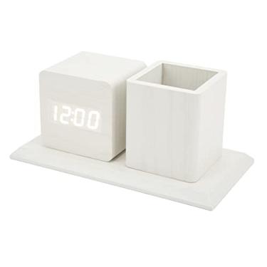 Imagem de Zerodis Porta-canetas Relógio Coleção de Artesanato Material Escolar de Escritório Material de Escritório 3 Alarmes e Brilho Ajustável para Decoração de e Uso Doméstico Porta-canetas Relógio de Mesa