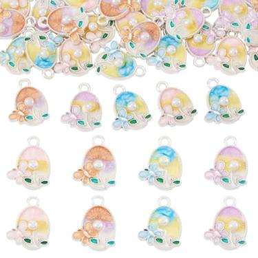 Imagem de Spritewelry Pingentes de flores esmaltadas, pingentes de flores de pintura a óleo 3D, pingentes dourados ocidentais para fabricação de joias, pingentes de esmalte vintage de liga para colar, pulseira