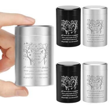 Imagem de 4 peças pequenas urnas para cinzas, liga de alumínio versátil uso urna de cremação lembrança, exibição conveniente ou transporte requintado significativo árvore da vida mini urnas para familiares