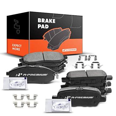 Imagem de A-Premium Conjunto de pastilhas de freio a disco de cerâmica dianteiras e traseiras compatível com modelos selecionados Nissan e Infiniti - G37 (Sedan), Murano, 370Z, QX70, QX50, Q70L, Q70, Q40, M56