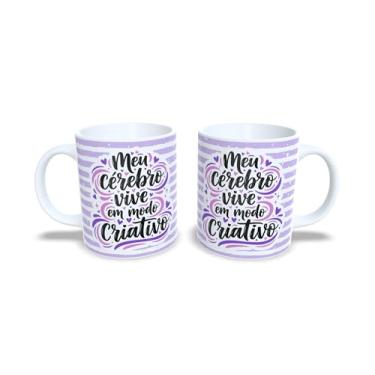 Imagem de Caneca de Cerâmica Branca 325ml com Tema Colorido e Criativo, Frase Motivacional (22816)