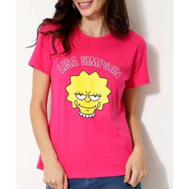 Imagem de Blusa Feminina Lisa Manga Curta Simpsons-43149, Rosa, PP