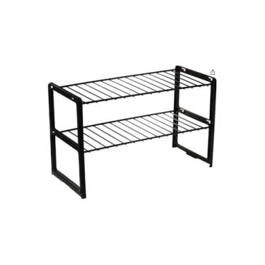 Imagem de Prateleira Suspensa de Metal para Pia, 105x28x79 cm, Preta, com Sistema de Drenagem, Organizador de Cozinha