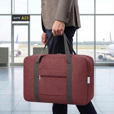 Imagem de Bolsa de viagem leve e dobrável – Mala de mão compacta para viagens noturnas, bolsa unissex para fim de semana, Vermelho, Esportes