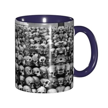Imagem de Zeraoke Canecas de café criativas com estampa de flores de caveiras escuras horrible, personalizadas, presente para família, tamanho de 325 ml, unissex