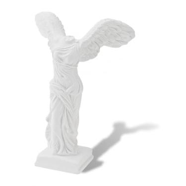Imagem de MovFlax Estátua de Samotrácia da Deusa da Vitória de 12 cm, arte branca de resina, mitologia grega e romana, escultura da vitória alada da deusa clássica para decoração de casa/presente, 14 x 4 cm