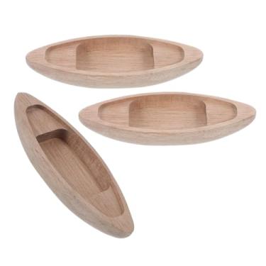 Imagem de Cabilock 3 peças de canoa de madeira para decoração de praia em miniatura barco de brinquedo para berçário