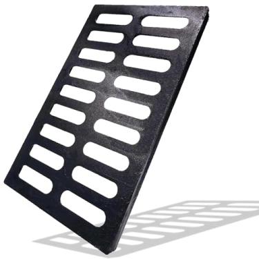 Imagem de DuuMuut Grelha De Drenagem De Ferro Fundido, Tampa De Drenagem Externa 20X12, Grelha De Esgoto Classe B, Grelha De Canal Durável E Resistente, Grelha De Drenagem Retangular Preta Para Entrada De Aut