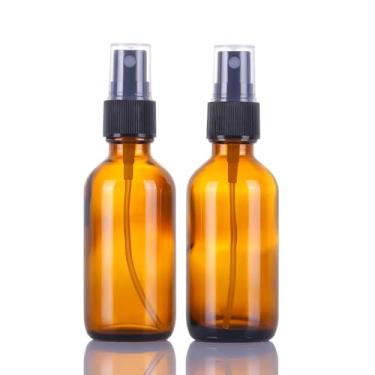 Imagem de Frascos de spray recarregáveis de vidro âmbar de 59 g (pacote com 2), frascos de spray de viagem de névoa fina para cabelo, óleos essenciais, aromaterapia e soluções de limpeza