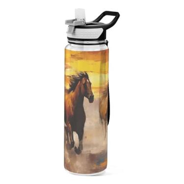 Imagem de xigua Garrafa de água de corrida com tampa de canudo transparente à prova de vazamentos para esportes ao ar livre, bebida, fitness, treino, viagem, 940 ml