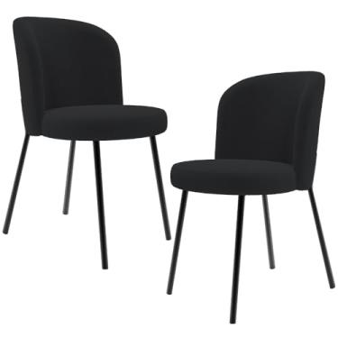 Imagem de Kit 2 Cadeiras Sala de Jantar Estofada Gavi L02 Bouclê Preto - Lyam Decor