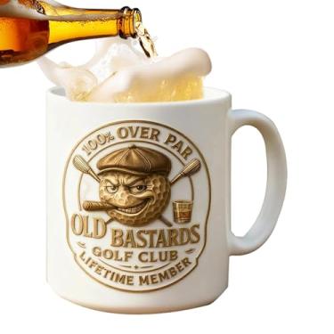 Imagem de Caneca de café de golfe - 350 ml de cerâmica para bebidas, copos de água domésticos, para membros do clube de golfistas curso de torneio escritório casa aniversário natal aposentadoria pai marido vovô