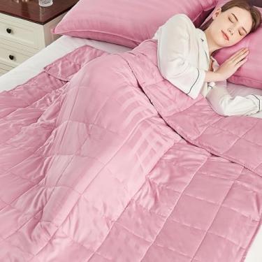 Imagem de Cobertor ponderado Queen/King Size (203 x 221 cm 7,7 kg), cobertor pesado ultra macio e aconchegante para adultos, cobertor pesado com cobertor macio lavável na máquina, rosa