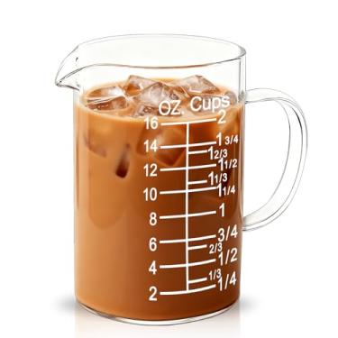 Imagem de NCnnwovf Copo medidor de vidro de 500 ml/2 xícaras, jarro de medição de vidro borossilicato para assar, cozinhar, restaurante