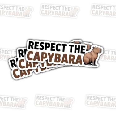Imagem de 3 peças de adesivos Respeite a Capivara, decalque de vinil engraçado amante de animais para fãs de capivara, entusiastas de animais exóticos, adolescentes, adultos, laptop, carro, caderno, Hydro Flask