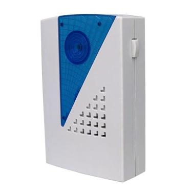 Imagem de Campainha Residencial Sem Fio Wireless, Resistente à Água, LED Azul, Alcance 90 Metros, Branco e Azul, PVC
