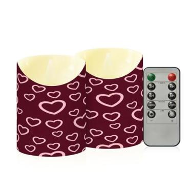 Imagem de Wassud Pacote com 2 velas sem chama para dia dos namorados com controle remoto, velas realistas cintilantes com temporizador, velas decorativas para Natal, casamento, festa, decoração de casa pequena