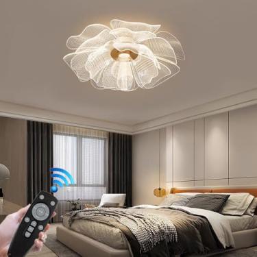 Imagem de Luminária de teto LED dimerizável em acrílico transparente, estilo meados do século XX, com controle remoto. Lustre criativo, retrô e romântico, ideal para quarto, varanda, cozinha, sala de