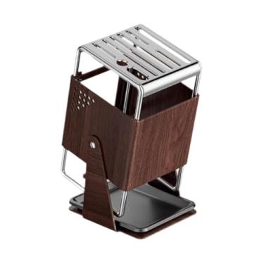 Imagem de YWJLQH de facas sem facas com bandeja escorredora, acessório de cozinha, suporte de organizado em aço inoxidável para de restaurante, Marrom